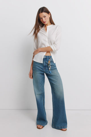 Camisa Manga Larga con Cuello Mao