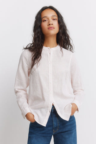 Camisa Manga Larga con Cuello Mao