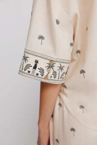 Camisa Manga Corta Oversized Estampado Palmeras