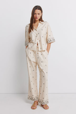 Camisa Manga Corta Oversized Estampado Palmeras