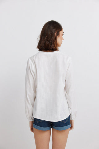 Rustic Embroidered Blouse With Buttons.