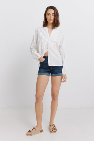 Rustic Embroidered Blouse With Buttons.