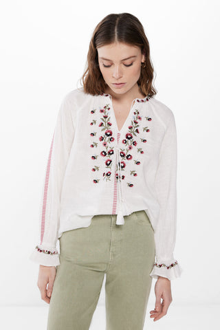 Blusa Estilo Boho con Bordado de Flores