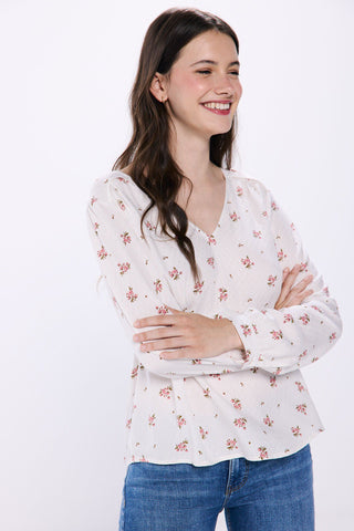 Blusa Manga Larga con Fruncido