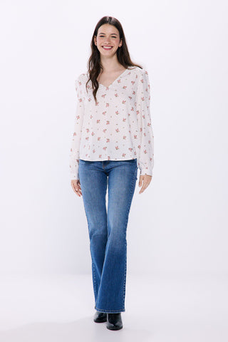 Blusa Manga Larga con Fruncido