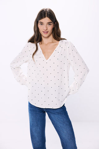 Blusa Manga Larga con Fruncido