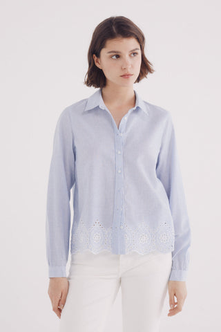 Camisa Manga Larga con Detalle Bordado