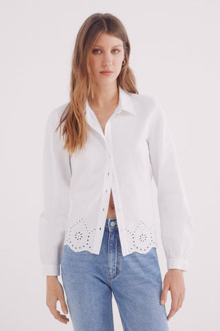 Camisa Manga Larga con Detalle Bordado