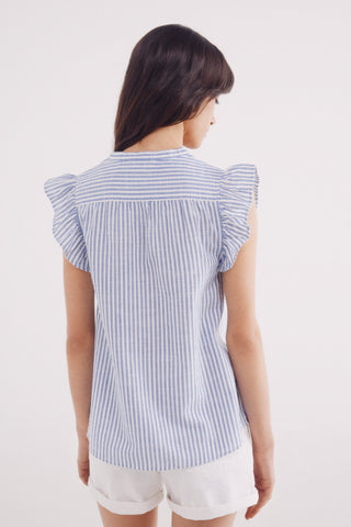 Blusa Manga con Volantes y Detalle de Encaje
