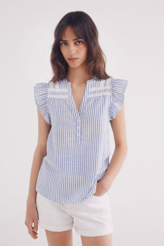 Blusa Manga con Volantes y Detalle de Encaje
