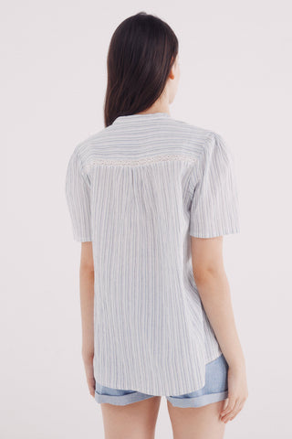 Camisa Manga Corta con Detalle de Encaje.