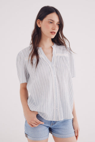 Camisa Manga Corta con Detalle de Encaje.
