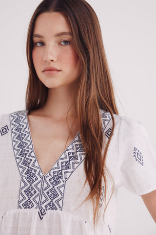 Blusa Manga Corta con Estampado Geométricos