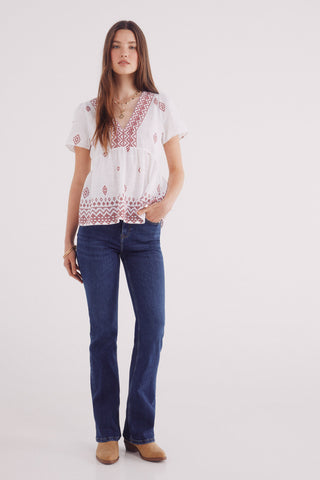 Blusa Manga Corta con Estampado Geométricos