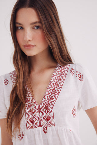 Blusa Manga Corta con Estampado Geométricos