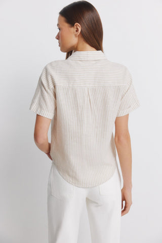 Camisa Manga Corta con Bolsillos de Lino