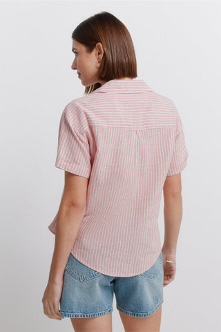 Linen Short-Sleeve Shirt with Pockets