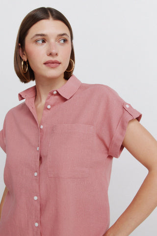 Camisa Manga Corta con Bolsillo de Algodón