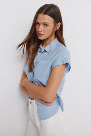 Camisa Manga Corta con Bolsillo de Algodón