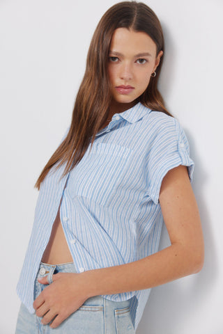 Camisa Manga Corta con Bolsillo de Algodón