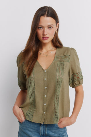 Camisa Manga Corta con Detalle Botones