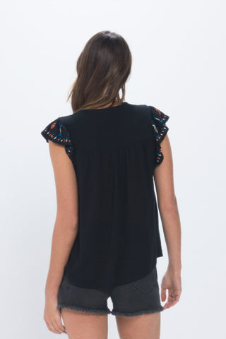 Blusa Manga con Volante Bordada