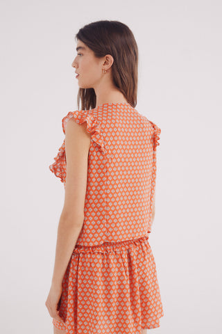 Blusa con Detalle de Volantes Estampada