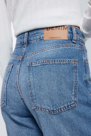 Jeans Wide Leg Talle Alto con Bolsillos