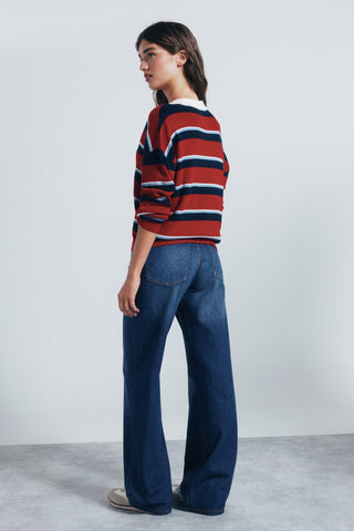 Jeans Wide Leg Talle Alto con Bolsillos