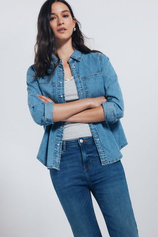 Jeans Rectos Talle Medio con Bolsillos