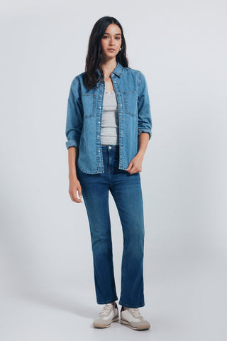 Jeans Rectos Talle Medio con Bolsillos