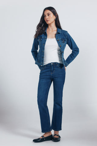 Jeans Rectos Talle Medio con Bolsillos