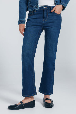 Jeans Rectos Talle Medio con Bolsillos