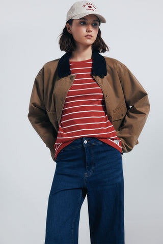 Jeans Wide Leg Talle Alto con Bolsillos