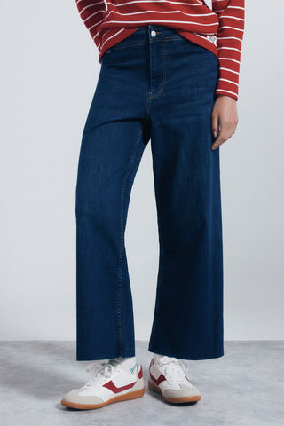 Jeans Wide Leg Talle Alto con Bolsillos