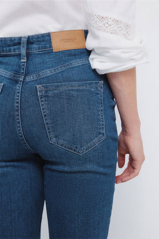 Jeans Acampanados Talle Alto con Bolsillos