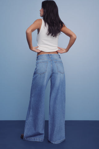 Jeans Wide Leg Talle Alto con Bolsillos