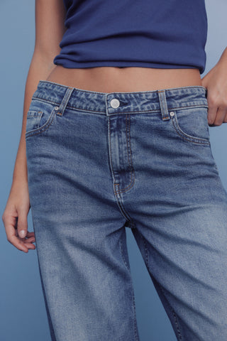 Jeans Wide Leg Talle Alto con Bolsillos