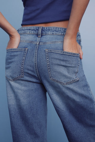 Jeans Wide Leg Talle Alto con Bolsillos