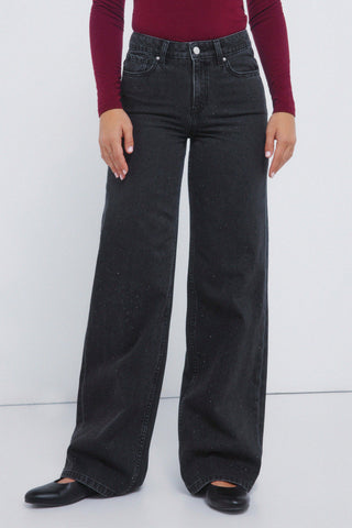 Jeans Wide Leg con Detalle Brillantes
