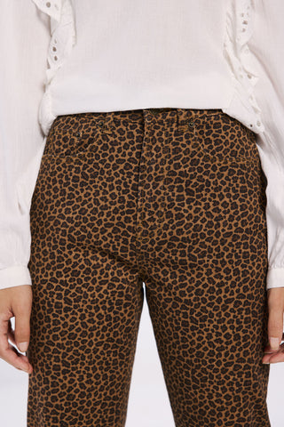 Jeans Talle Alto con Estampado Animal