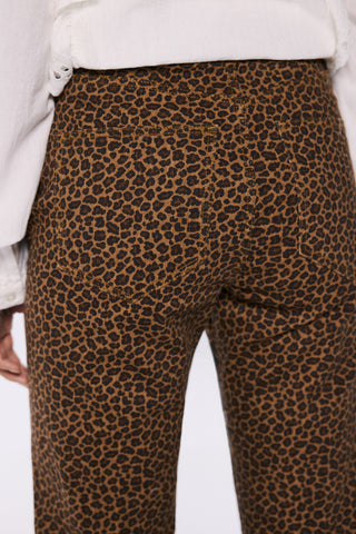 Jeans Talle Alto con Estampado Animal