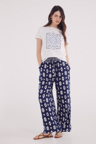 Pantalón con Cintura Elástica Estampado