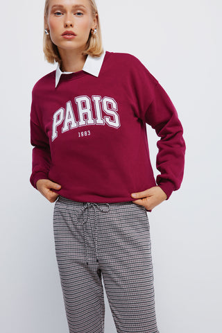 Pantalón Talle Medio Estampado Cuadros