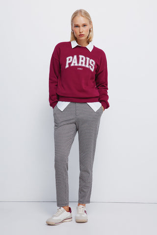 Pantalón Talle Medio Estampado Cuadros