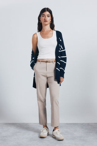 Pantalón Recto Talle Medio con Bolsillos