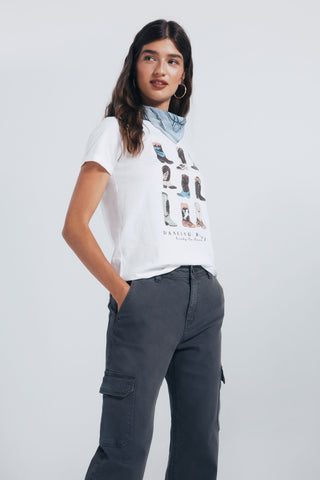 Pantalón Cargo Talle Medio con Bolsillos