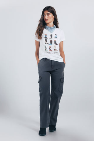 Pantalón Cargo Talle Medio con Bolsillos
