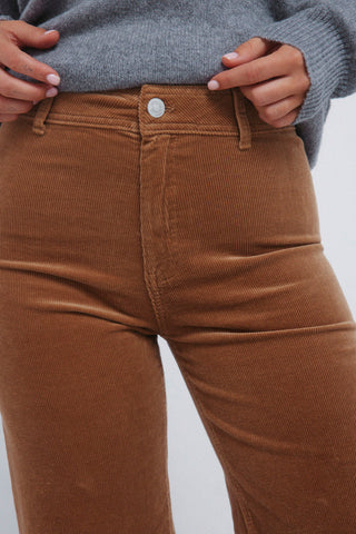 Pantalón Talle Alto con Bolsillos de Pana