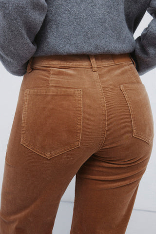 Pantalón Talle Alto con Bolsillos de Pana